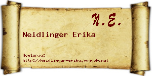 Neidlinger Erika névjegykártya